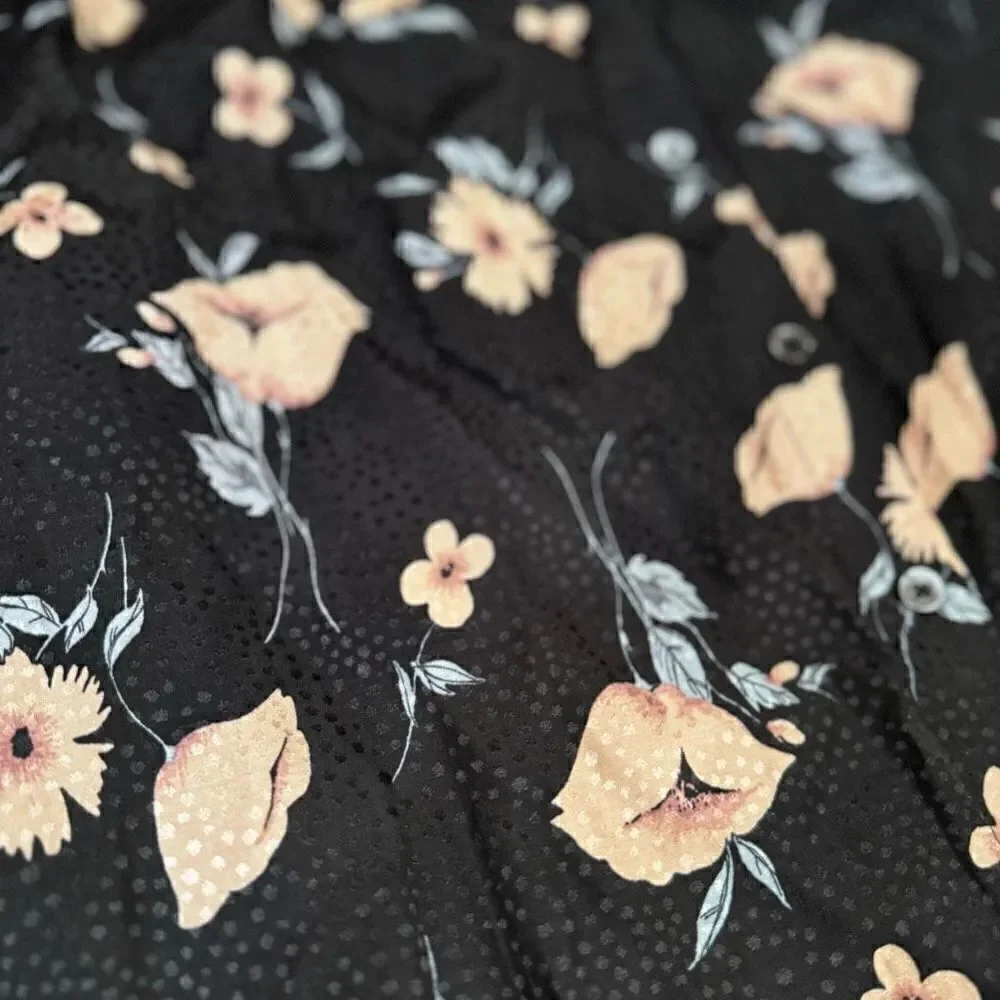 NWOT Rebecca Taylor Black Floral Jacquard Daniella Silk Blouse Size 2 Small